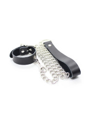 COLLAR FETICHISTA PARA PENE CON CORREA DE PIEL Y CADENA DE LA MARCA OHMAMA FETISH