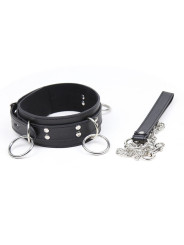 COLLAR FETICHISTA CON 3 ANILLAS AJUSTABLE DE LA MARCA OHMAMA FETISH