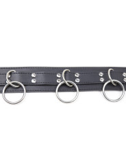 COLLAR FETICHISTA CON 3 ANILLAS AJUSTABLE DE LA MARCA OHMAMA FETISH