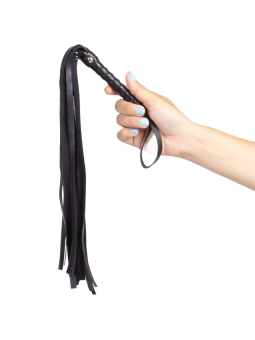 LÁTIGO BDSM NEGRO DE CUERO SINTÉTICO 44 CM DE LA MARCA SECRETPLAY 100% FETISH