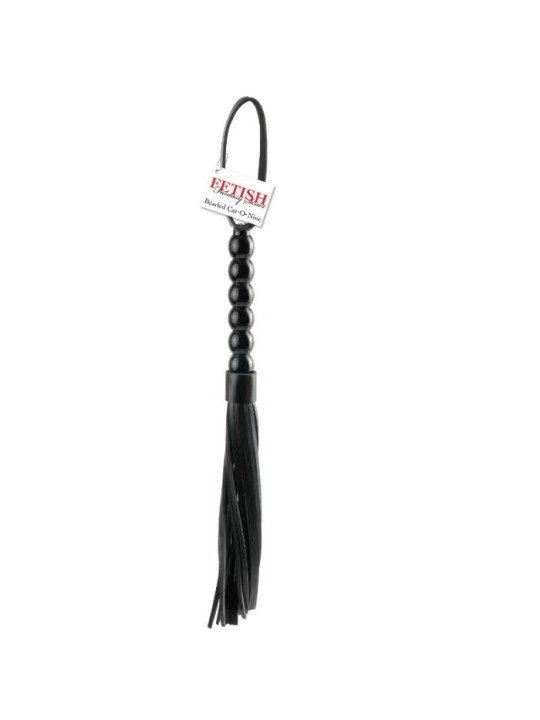 LÁTIGO CAT-O-NINE TAILS CON MANGO DE MADERA ACANALADO DE LA MARCA FETISH FANTASY SERIES