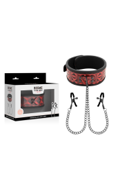 COLLAR BDSM CON PINZAS PEZONES Y CADENAS NEOPRENO DE LA MARCA BEGME RED EDITION