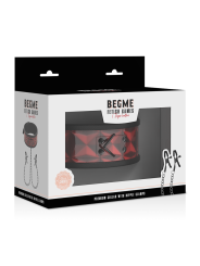 COLLAR BDSM CON PINZAS PEZONES Y CADENAS NEOPRENO DE LA MARCA BEGME RED EDITION