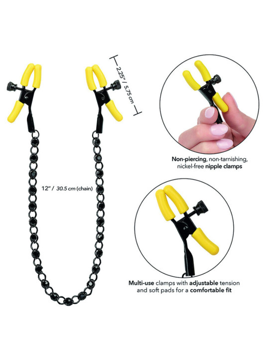 PINZAS AJUSTABLES PARA PEZONES CON CADENA Y CRISTALES DE LA MARCA CALEXOTICS