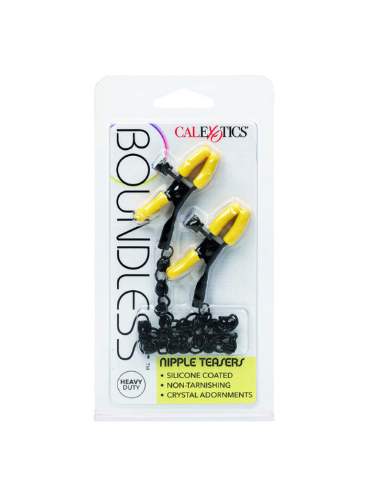 PINZAS AJUSTABLES PARA PEZONES CON CADENA Y CRISTALES DE LA MARCA CALEXOTICS