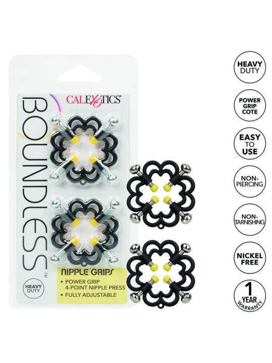 PINZAS PARA PEZONES AJUSTABLES BOUNDLESS 4 PUNTOS DE LA MARCA CALEXOTICS