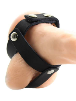 FUNDA CUERO FETICHISTA PARA TESTÍCULOS AJUSTABLE DE LA MARCA OHMAMA FETISH