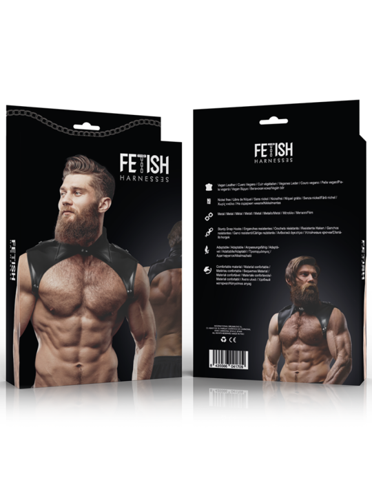 ARNÉS FRONTAL HOMBRE CUELLO AJUSTABLE CUERO VEGANO DE LA MARCA FETISH SUBMISSIVE ATTITUDE