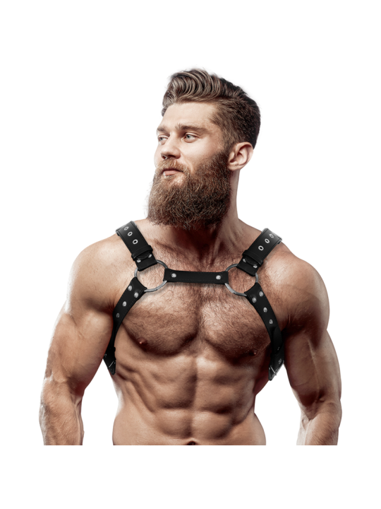ARNÉS PECHO TACHUELAS CUERO VEGANO HOMBRE DE LA MARCA FETISH SUBMISSIVE ATTITUDE