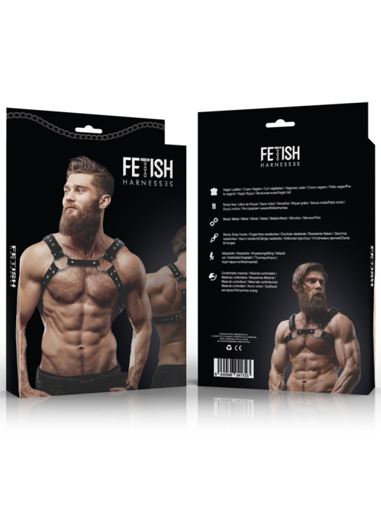 ARNÉS PECHO TACHUELAS CUERO VEGANO HOMBRE DE LA MARCA FETISH SUBMISSIVE ATTITUDE