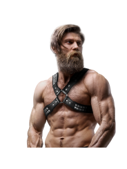 ARNÉS PECHO CRUZADO REMACHES CUERO VEGANO HOMBRE DE LA MARCA FETISH SUBMISSIVE ATTITUDE