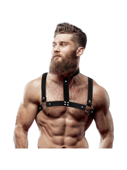 ARNÉS PECHO HOMBRE CUERO VEGANO AJUSTABLE CON COLLAR DE LA MARCA FETISH SUBMISSIVE ATTITUDE