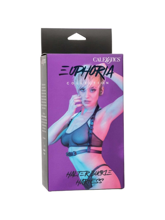 ARNÉS HALTER NEGRO EUPHORIA CON HEBILLA SEGURA DE LA MARCA CALEXOTICS