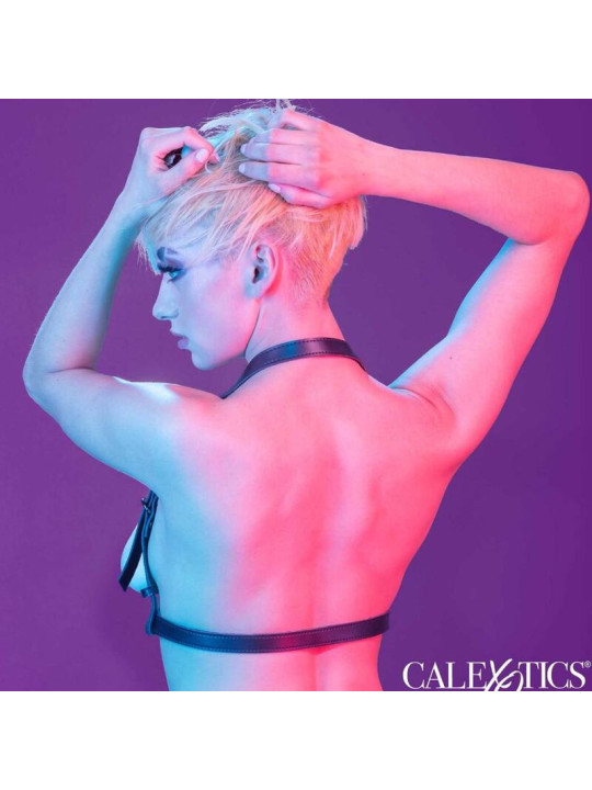 ARNÉS HALTER NEGRO EUPHORIA CON HEBILLA SEGURA DE LA MARCA CALEXOTICS