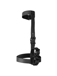 ARNÉS AJUSTABLE DE CUELLO Y MUÑECAS EN CUERO VEGANO DE LA MARCA FETISH SUBMISSIVE BONDAGE