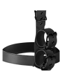 ARNÉS AJUSTABLE DE CUELLO Y MUÑECAS EN CUERO VEGANO DE LA MARCA FETISH SUBMISSIVE BONDAGE