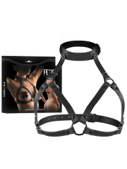 ARNÉS AJUSTABLE PECHO Y CUELLO BDSM CUERO VEGANO DE LA MARCA FETISH SUBMISSIVE BONDAGE