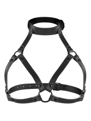 ARNÉS AJUSTABLE PECHO Y CUELLO BDSM CUERO VEGANO DE LA MARCA FETISH SUBMISSIVE BONDAGE