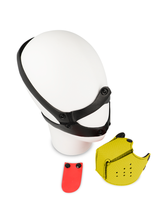 BOZAL FETICHISTA AMARILLO AJUSTABLE PARA JUEGOS SEXUALES DE LA MARCA OHMAMA FETISH
