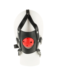 ARNÉS DE CABEZA CON BOZAL FETISH DE CUERO NEGRO DE LA MARCA OHMAMA FETISH