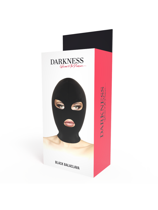 MÁSCARA BDSM NEGRA CON APERTURA BOCA Y OJOS DE LA MARCA DARKNESS BONDAGE