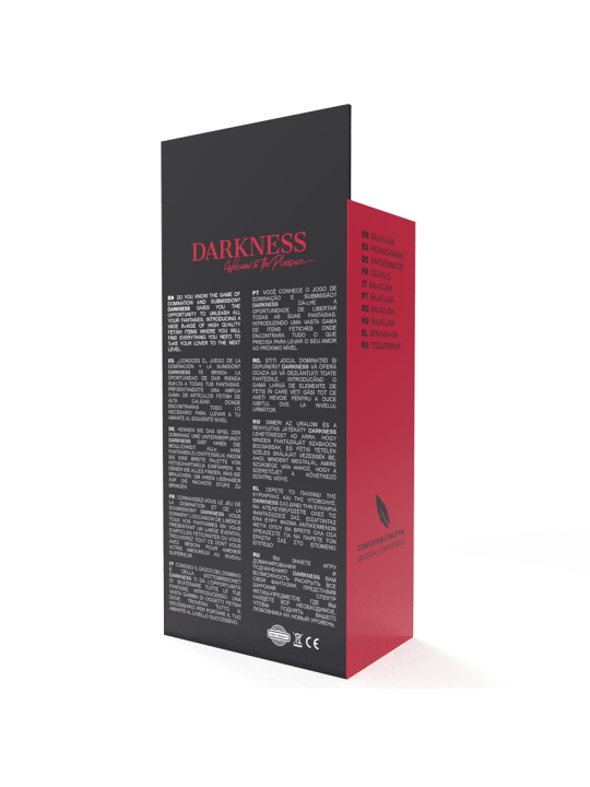 MÁSCARA BDSM NEGRA CON APERTURA BOCA Y OJOS DE LA MARCA DARKNESS BONDAGE