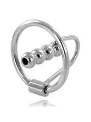 ANILLO GLANDE BDSM CON PLUG URETRAL 30MM ACERO DE LA MARCA METAL HARD