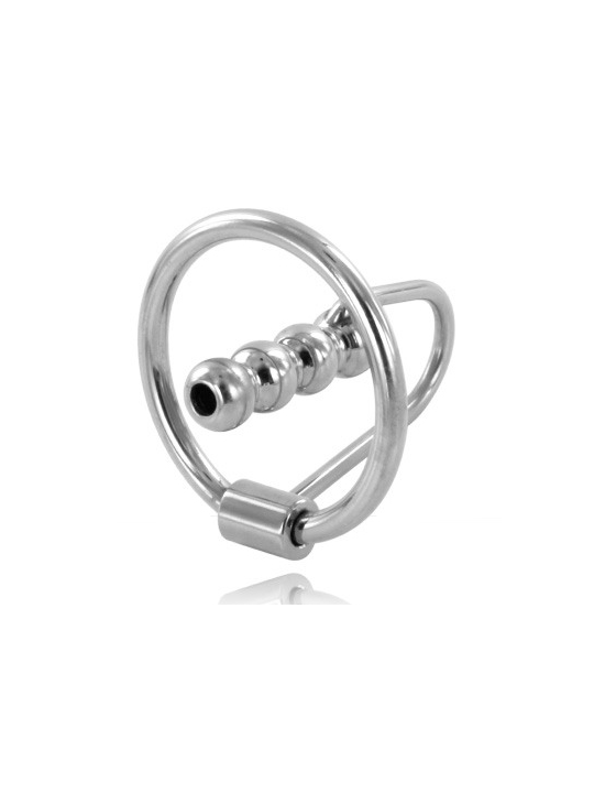 ANILLO GLANDE BDSM CON PLUG URETRAL 30MM ACERO DE LA MARCA METAL HARD