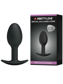PLUG ANAL SILICONA NEGRO CON BOLA PESADA 6.5 CM DE LA MARCA PRETTY LOVE BOTTOM