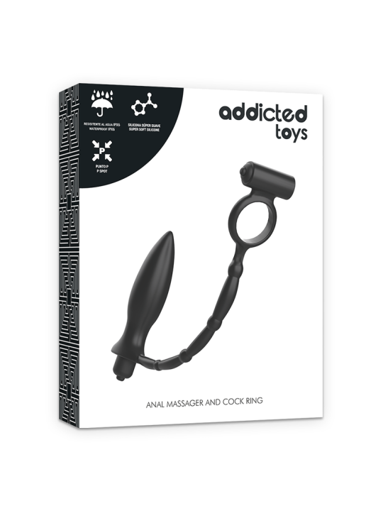 PLUG ANAL VIBRADOR CON ANILLO ERÓTICO DE SILICONA DE LA MARCA ADDICTED TOYS