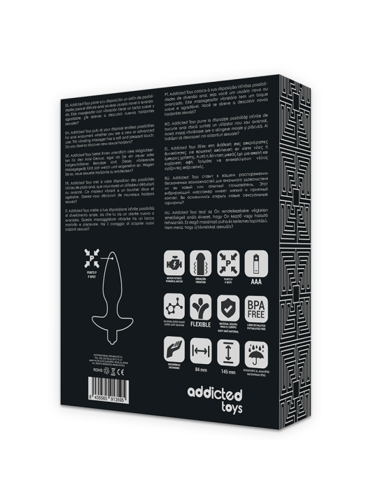 PLUG ANAL VIBRADOR SILICONA SUAVE 8CM DE LA MARCA ADDICTED TOYS