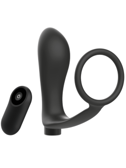 ANILLO PENE CON PLUG ANAL VIBRADOR CONTROL REMOTO NEGRO DE LA MARCA ADDICTED TOYS