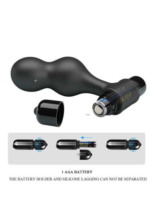 PLUG ANAL VIBRADOR SILICONA 10 MODOS NEGRO DE LA MARCA MR PLAY