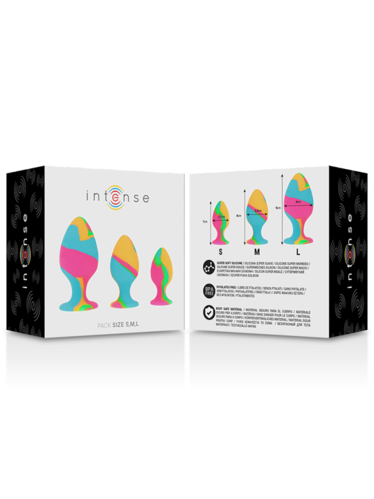 SET PLUGS ANALES SILICONA MULTICOLOR INTENSE™ DE LA MARCA INTENSE ANAL TOYS
