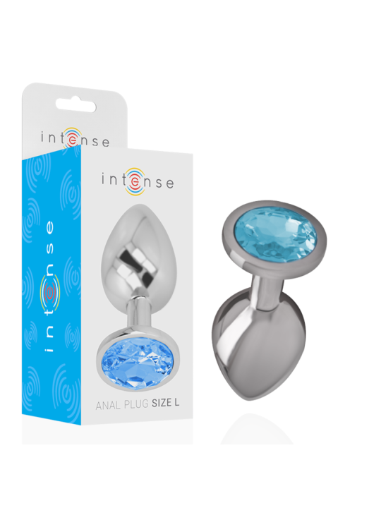 PLUG ANAL METÁLICO CON CRISTAL AZUL TALLA L DE LA MARCA INTENSE ANAL TOYS