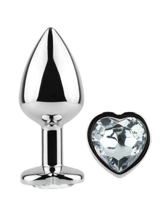 PLUG ANAL METAL CORAZÓN TRANSPARENTE 7 CM TALLA S DE LA MARCA SECRETPLAY TOYS