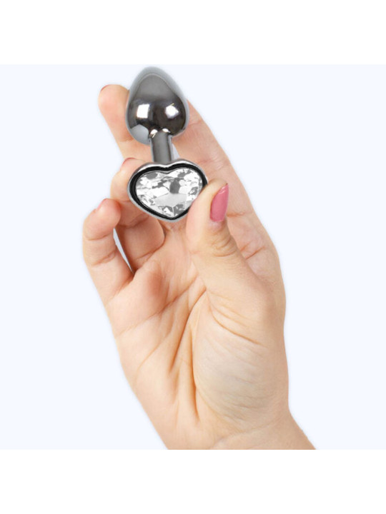 PLUG ANAL METAL CORAZÓN TRANSPARENTE 7 CM TALLA S DE LA MARCA SECRETPLAY TOYS