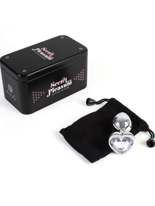 PLUG ANAL METAL CORAZÓN TRANSPARENTE 7 CM TALLA S DE LA MARCA SECRETPLAY TOYS