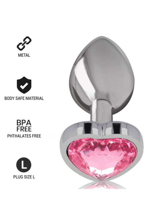 Plug Anal Metal Corazón Rosa Talla L