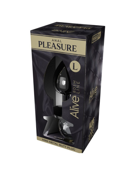 PLUG ANAL METÁLICO CON DIAMANTE TALLA L NEGRO DE LA MARCA ALIVE