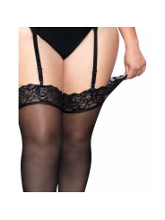 MEDIAS NYLON NEGRAS CON ENCAJE LEG AVENUE TALLA GRANDE DE LA MARCA LEG AVENUE HOSIERY