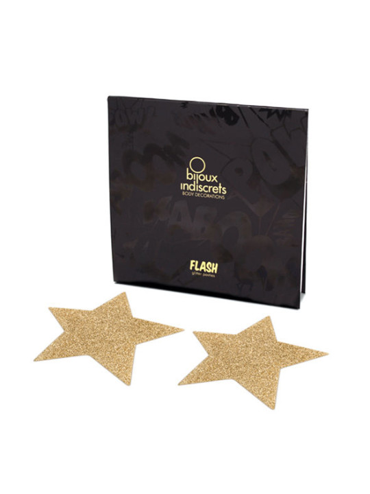 PEZONERAS BRILLANTES FLASH ESTRELLA DORADA INDISCRETS DE LA MARCA BIJOUX FLASH COLLECTION