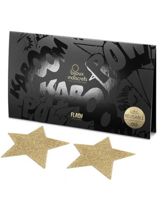 PEZONERAS BRILLANTES FLASH ESTRELLA DORADA INDISCRETS DE LA MARCA BIJOUX FLASH COLLECTION