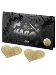 PEZONERAS BRILLANTES FLASH CORAZÓN DORADO INDISCRETS DE LA MARCA BIJOUX FLASH COLLECTION