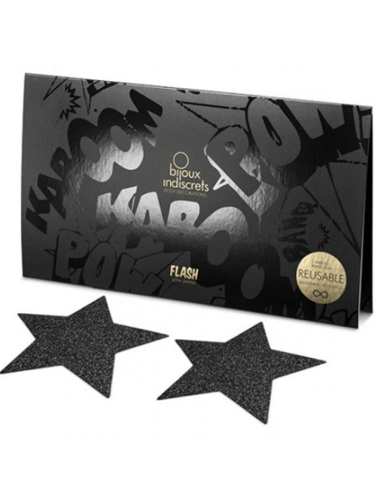 PEZONERAS BRILLANTES FLASH ESTRELLA NEGRO INDISCRETS DE LA MARCA BIJOUX FLASH COLLECTION