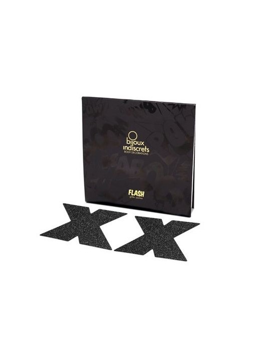 PEZONERAS BRILLANTES FLASH CRUZ NEGRO INDISCRETS DE LA MARCA BIJOUX FLASH COLLECTION