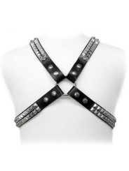 ARNÉS BDSM CUERO CON DETALLES METÁLICOS PYRAMID STUD DE LA MARCA LEATHER BODY