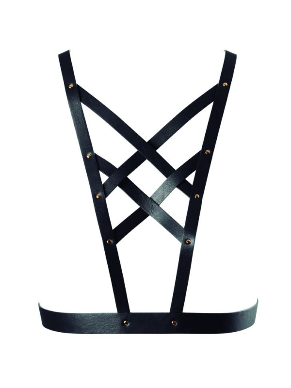 ARNÉS CRUZADO NEGRO MAZE BDSM VEGANO INDISCRETS DE LA MARCA BIJOUX MAZE