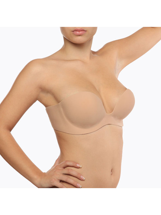 SUJETADOR SIN TIRANTES GALA COPA C BEIGE DE LA MARCA BYE BRA - BRAS
