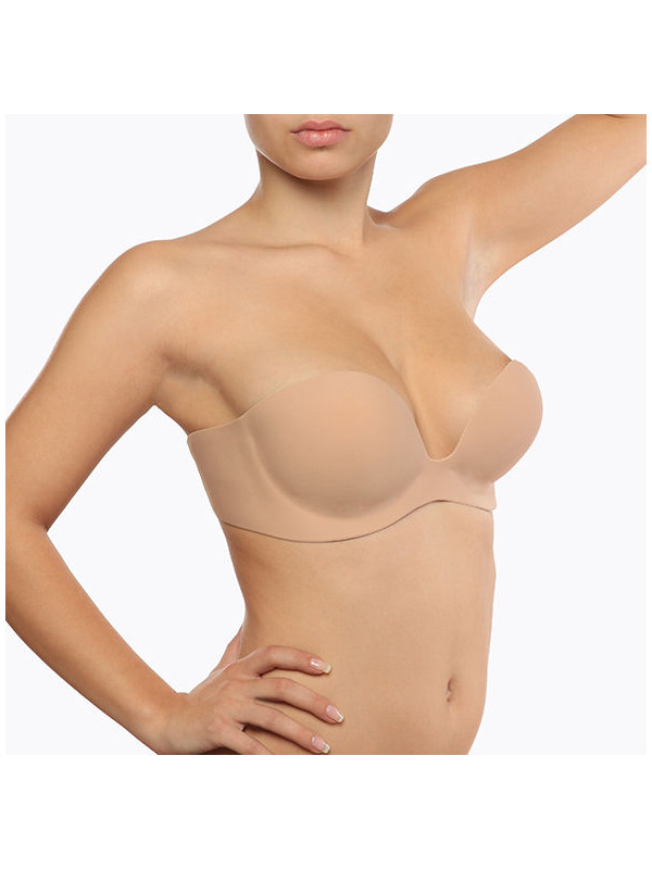 SUJETADOR SIN TIRANTES GALA COPA C BEIGE DE LA MARCA BYE BRA - BRAS